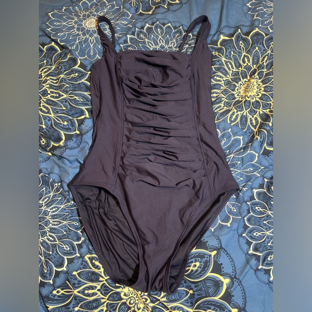 Calvin Klein slim fit Black Ruched Swimsuit